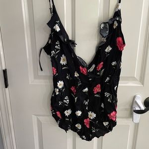 Flirty black floral romper